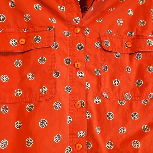 PS Sport Red Southwestern Top Size SP Cotton 2 Pockets Retro Long Sleeve - Picture 4 of 9